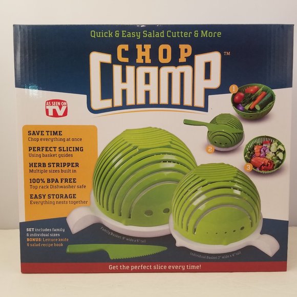 Chop Champ Quick & Easy Salad Cutter & More Includes Knife AS SEEN ON TV!🆕 - Picture 1 of 6